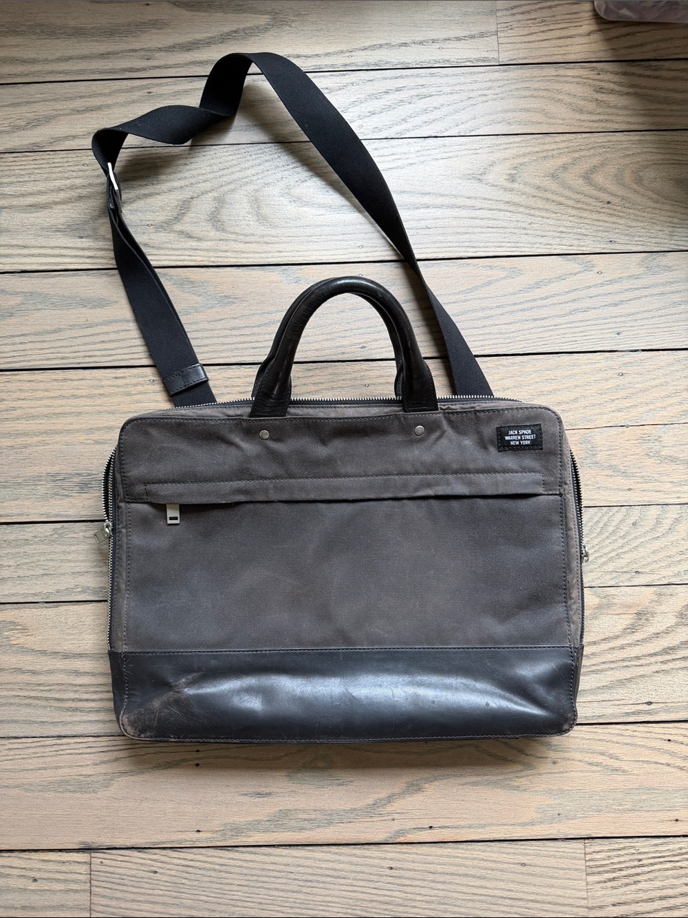 Jack Spade Brown Canvas & Leather Laptop Bag with Black Strap